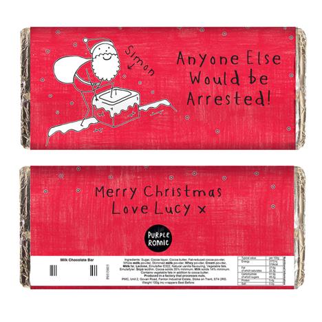 Personalised Purple Ronnie Santa Christmas 100g Milk Chocolate Bar £6.99